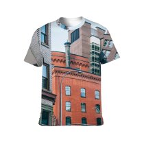 yanfind Adult Full Print T-shirts (men And Women) Accommodation Architecture Area Balcony Block Sky Brick Building Café City Cloudless Complex