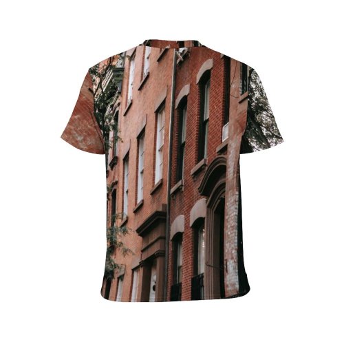 yanfind Adult Full Print T-shirts (men And Women) Aged Apartment Arched Architecture Brick Building City Construction Contemporary Creative Damage Daylight