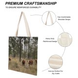 yanfind Great Martin Canvas Tote Bag Double Cattle Cow Field Outdoors Grassland Countryside Farm Rural Bull Pasture Meadow Ranch white-style1 38×41cm