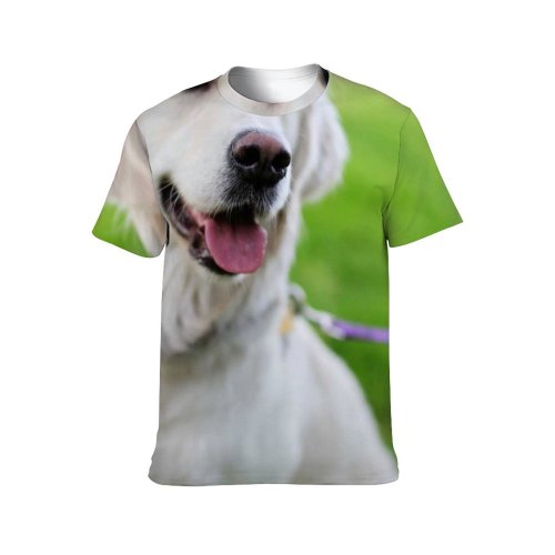 yanfind Adult Full Print T-shirts (men And Women) Adorable Dog Eyes Friendly Fur Grass Outdoors Pet Sit Tongue