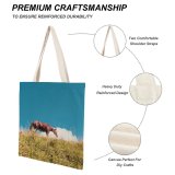 yanfind Great Martin Canvas Tote Bag Double Field Outdoors Grassland Countryside Farm Rural Meadow Ranch Pasture Grazing Horse white-style1 38×41cm