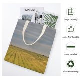 yanfind Great Martin Canvas Tote Bag Double Field Outdoors Grassland Countryside Agriculture Land Farm Rural Plant Meadow Landscape Pasture white-style1 38×41cm