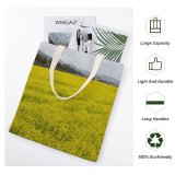 yanfind Great Martin Canvas Tote Bag Double Field Grassland Outdoors Countryside Farm Meadow Rural 日本、愛媛県東温市 Public Domain white-style1 38×41cm