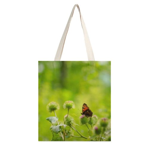 yanfind Great Martin Canvas Tote Bag Double Butterfly Bee Honey Insect Invertebrate Plant Flower Pollen white-style1 38×41cm