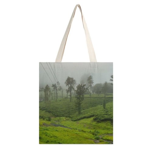 yanfind Great Martin Canvas Tote Bag Double Field Grassland Outdoors Countryside Paddy Kerala India Plant Vegetation Land white-style1 38×41cm