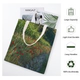yanfind Great Martin Canvas Tote Bag Double Field Grassland Outdoors Plant Countryside Farm Meadow Rural Flower Poppy white-style1 38×41cm