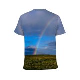 yanfind Adult Full Print T-shirts (men And Women) Agriculture Cloudiness Clouds Cloudy Dark Daylight Grass Grassland Landscape Outdoors Rainbow