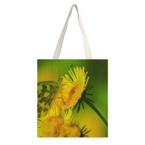 yanfind Great Martin Canvas Tote Bag Double Butterfly Insect Beijing China Floral Flower Creature Invertebrate 自然 菊花 动物 蝴蝶 white-style1 38×41cm