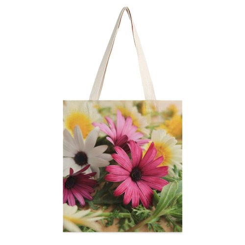 yanfind Great Martin Canvas Tote Bag Double Daisy Flower Daisies Bloom Floral Flora Plant Lay Bunch Stem Leaf white-style1 38×41cm