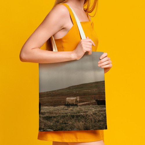 yanfind Great Martin Canvas Tote Bag Double Cow Cattle Outdoors Field Grassland Bull Countryside Plateau Farm Wilderness Wild Winter white-style1 38×41cm
