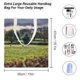 yanfind Great Martin Canvas Tote Bag Double Field Outdoors Grassland Farm Sheep Pasture Rural Countryside Cow Cattle Meadow Ranch white-style1 38×41cm