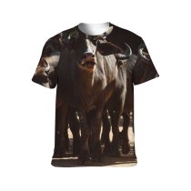 yanfind Adult Full Print T-shirts (men And Women) Agriculture Farm Grass Grassland Milk Bull Cow Wildlife Pasture Horn Cattle