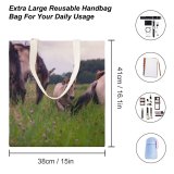 yanfind Great Martin Canvas Tote Bag Double Field Grassland Outdoors Horse Countryside Farm Rural Meadow Pasture Grazing Ranch Colt white-style1 38×41cm