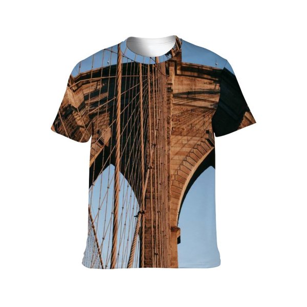 yanfind Adult Full Print T-shirts (men And Women) America Arch Architecture Attract Brick Brooklyn Center City Classic Cloudless Construction