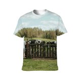 yanfind Adult Full Print T-shirts (men And Women) Agriculture Attractive Beef Bovine Bull Cattle Countryside Cow Dairy Farm Farming Fence