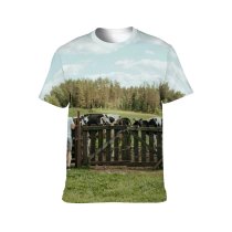 yanfind Adult Full Print T-shirts (men And Women) Agriculture Attractive Beef Bovine Bull Cattle Countryside Cow Dairy Farm Farming Fence