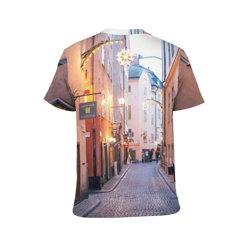 yanfind Adult Full Print T-shirts (men And Women) Accommodation Aged Alley Architecture Area Attract Building City Cobblestone Complex Construction Destination