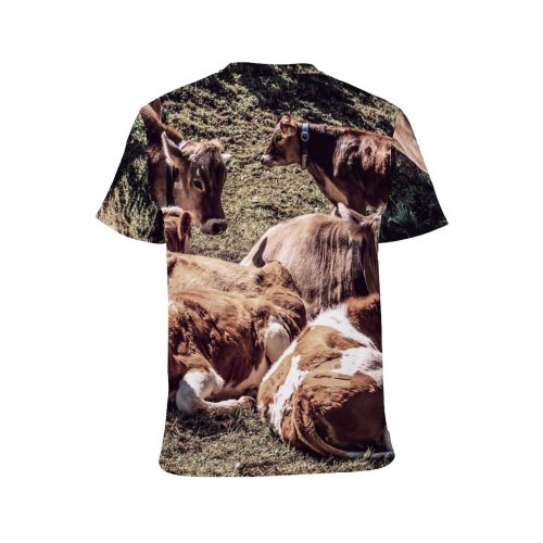 yanfind Adult Full Print T-shirts (men And Women) Agriculture Beef Cattle Calf Countryside Cow Farm Grass Field Graze Grazing Land