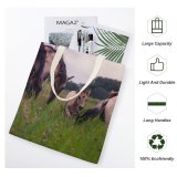 yanfind Great Martin Canvas Tote Bag Double Field Grassland Outdoors Horse Countryside Farm Rural Meadow Pasture Grazing Ranch Colt white-style1 38×41cm