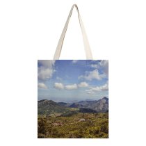 yanfind Great Martin Canvas Tote Bag Double Cloud Range Landscape Cumulus Outdoors Sky Hill Tree Valley Countryside Village white-style1 38×41cm
