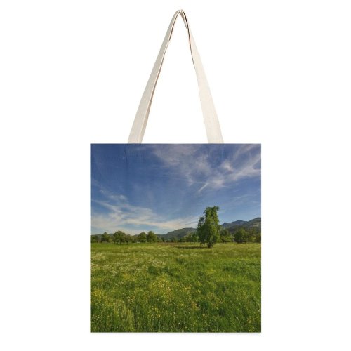 yanfind Great Martin Canvas Tote Bag Double Field Grassland Outdoors Countryside Farm Rural Meadow Czech Republic Pasture Stock white-style1 38×41cm