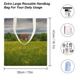 yanfind Great Martin Canvas Tote Bag Double Field Grassland Outdoors Countryside Farm Rural Meadow Building Cottage Housing Hut Pasture white-style1 38×41cm
