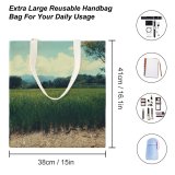 yanfind Great Martin Canvas Tote Bag Double Field Grassland Outdoors Plant Vegetation Countryside Paddy Land Tree Rural white-style1 38×41cm