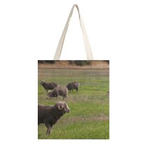 yanfind Great Martin Canvas Tote Bag Double Field Grassland Outdoors Countryside Farm Rural Meadow Pasture Grazing Ranch Grey white-style1 38×41cm
