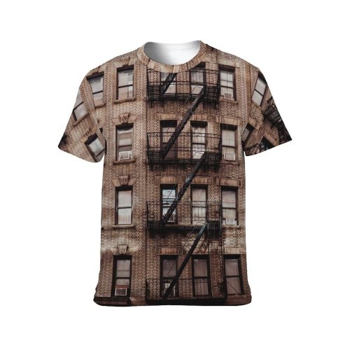 yanfind Adult Full Print T-shirts (men And Women) Aged Architecture Brick Wall Building City Construction Daytime Design Destination Development District