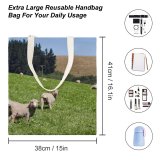 yanfind Great Martin Canvas Tote Bag Double Field Grassland Outdoors Countryside Farm Rural Meadow Pasture Ranch Grazing Sheep Zealand white-style1 38×41cm