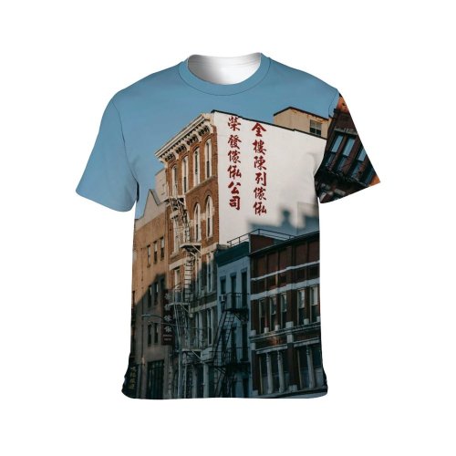 yanfind Adult Full Print T-shirts (men And Women) Accommodation Apartment Architecture Balcony Brick Wall Building Cement City Cityscape Complex Concrete