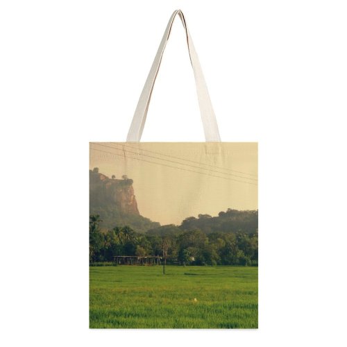 yanfind Great Martin Canvas Tote Bag Double Field Grassland Outdoors Countryside Paddy Sigiriya Sri Lanka Fields Rice Rock Sigirya white-style1 38×41cm