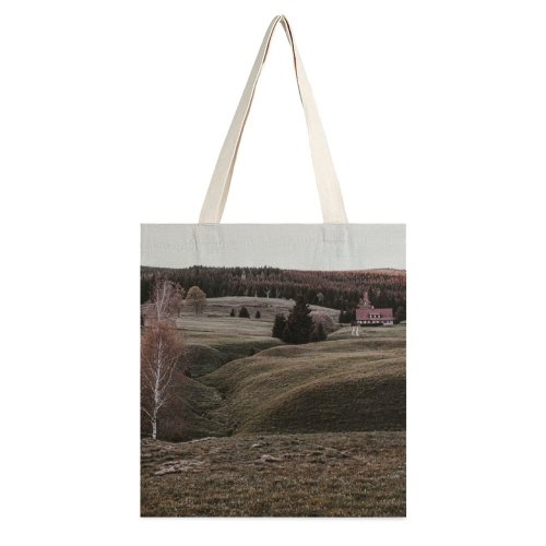 yanfind Great Martin Canvas Tote Bag Double Field Grassland Outdoors Mound Ground Countryside Plant Tree Slope Abies Fir Plateau white-style1 38×41cm