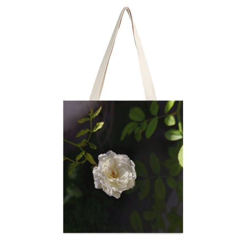 yanfind Great Martin Canvas Tote Bag Double Flower Plant Rose Feira De Santana white-style1 38×41cm