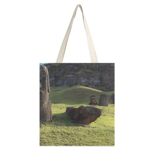 yanfind Great Martin Canvas Tote Bag Double Field Grassland Outdoors Landscape Unnamed Road Isla De Pascua Región Valparaíso Chile white-style1 38×41cm