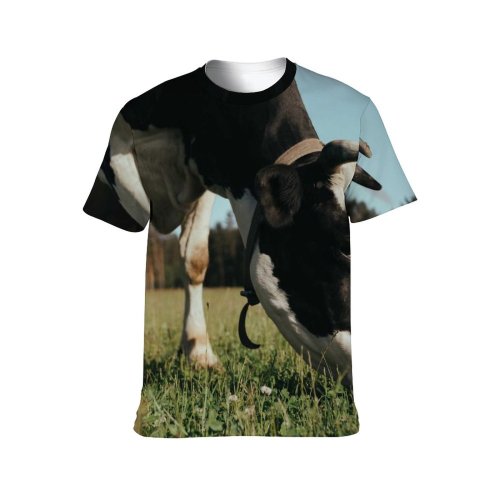 yanfind Adult Full Print T-shirts (men And Women) Agriculture Cattle Cow Dairy Eating Farm Farmland Field Landscape Lawn Meadow Outdoors