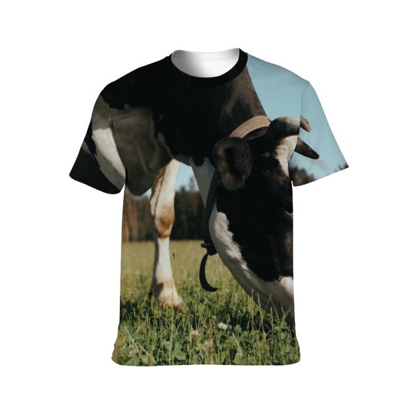 yanfind Adult Full Print T-shirts (men And Women) Agriculture Cattle Cow Dairy Eating Farm Farmland Field Landscape Lawn Meadow Outdoors