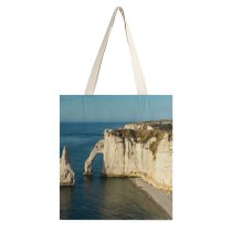 yanfind Great Martin Canvas Tote Bag Double Cliff Outdoors Étretat France Promontory Ocean Sea Scenery Shoreline Coast Landscape Panoramic white-style1 38×41cm
