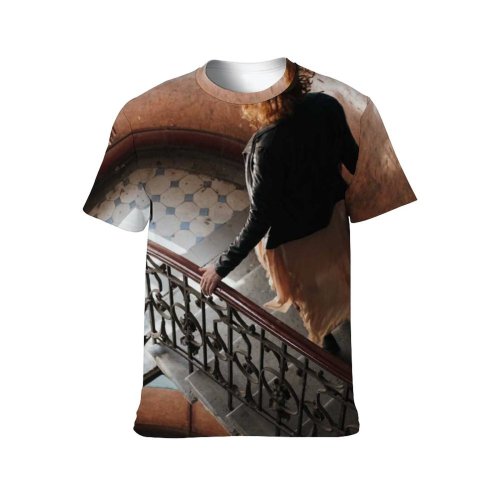 yanfind Adult Full Print T-shirts (men And Women) Aged Anonymous Architecture Banister Damaged Light Downstairs Fashion Female Flight Stairs From