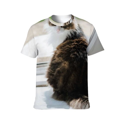 yanfind Adult Full Print T-shirts (men And Women) Adorable Attentive Blurred Carnivore Carpet Cat Charming Concentrate Cute Door Floor Fluffy