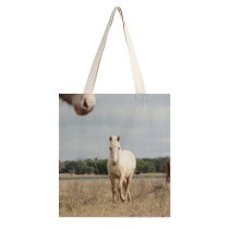 yanfind Great Martin Canvas Tote Bag Double Field Grassland Outdoors Horse Countryside Farm Rural Pasture Meadow Ranch Ramón white-style1 38×41cm