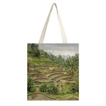 yanfind Great Martin Canvas Tote Bag Double Field Grassland Outdoors Countryside Paddy Bali Plant Vegetation Rice Paradise Adventure Fields white-style1 38×41cm