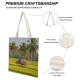 yanfind Great Martin Canvas Tote Bag Double Field Grassland Outdoors Birds Countryside Paddy Kerala India Building Rural Hut Stock white-style1 38×41cm
