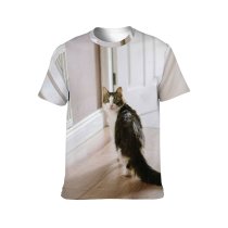 yanfind Adult Full Print T-shirts (men And Women) Adorable Attentive Calm Carnivore Cat Charming Chordate Concentrate Cute Door Floor