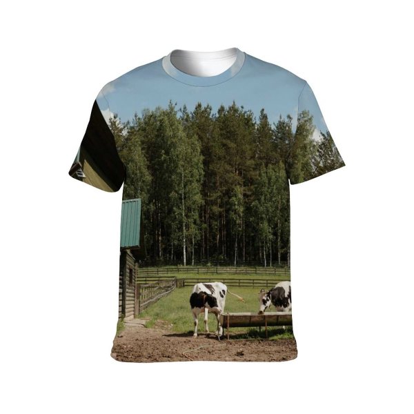 yanfind Adult Full Print T-shirts (men And Women) Agriculture Beef Bovine Bull Cattle Countryside Cow Dairy Farm Farming Field Herd