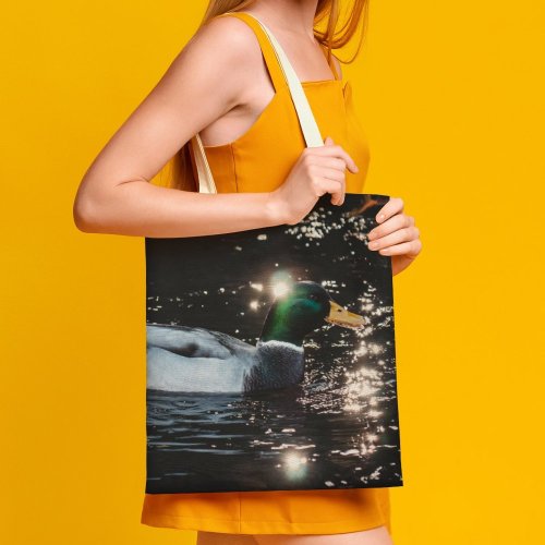 yanfind Great Martin Canvas Tote Bag Double Duck Birds Mallard Waterfowl Fauna Eating River Uksnow white-style1 38×41cm
