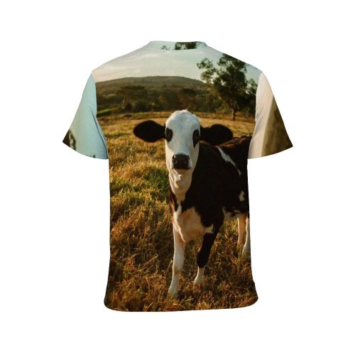 yanfind Adult Full Print T-shirts (men And Women) Adorable Bovidae Bovine Calf Calm Cattle Charming Chordate Space Countryside Cow