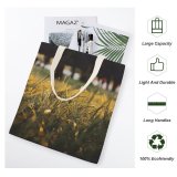 yanfind Great Martin Canvas Tote Bag Double Field Grassland Outdoors Lawn Countryside Farm Meadow Rural Grass Plant Sunset Stock white-style1 38×41cm