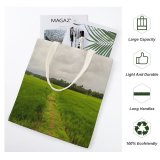 yanfind Great Martin Canvas Tote Bag Double Field Grassland Outdoors Countryside Paddy Kerala India Plant Vegetation Farm Rural Creative white-style1 38×41cm