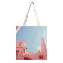 yanfind Great Martin Canvas Tote Bag Double Building Architecture Spain HQ City Pastel Summer Aesthetic Wall Urban Travel Housing white-style1 38×41cm